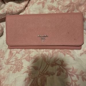 Prada Saffiano Leather Wallet Clutch in Pink